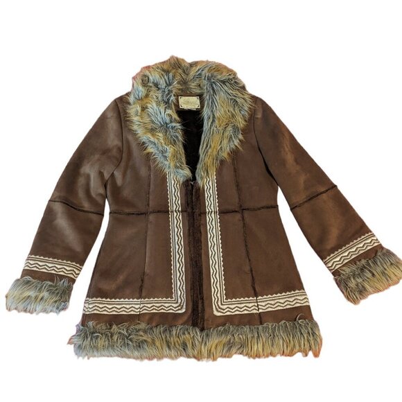Vintage Learsi Jacket Penny Lane Afghan Fur Leather Embroidered Festival Boho - Picture 1 of 11